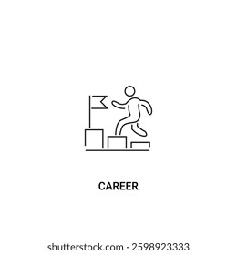 Single career icon, outline vector sign, linear style pictogram isolated on white. with person and ladder elements. Editable stroke