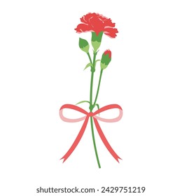 Un clavel y conjunto de cinta, icono, vector