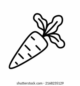 Single carrot line icon in linear style isolated on white background. Pictogram symbol and illustration for logo. Thin black outline vector.