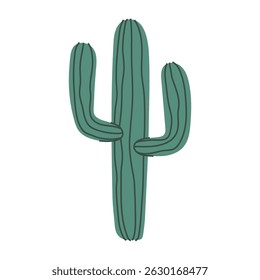 Single cartoon cactus, desert plant illustration