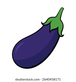 Single cartoon eggplant vector illustration