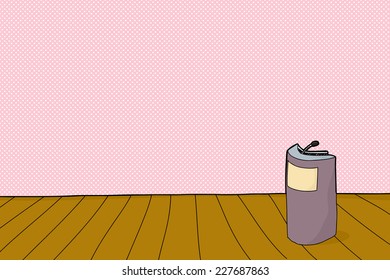 Single cartoon lectern over pink halftone background