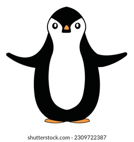 A single cartoon penguin set over a white background