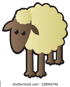 A single cartoon sheep drawn in a cutesy cartoon style.