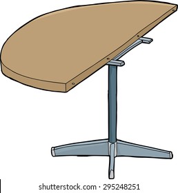 Single cartoon of wooden round table half with legs