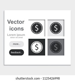 Single casino chip flat placed on web page template vector icon.