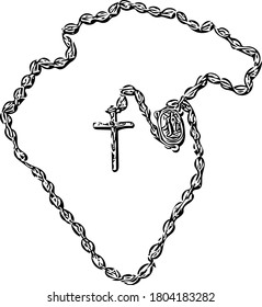 Single Catholic Rosary Necklace Vector