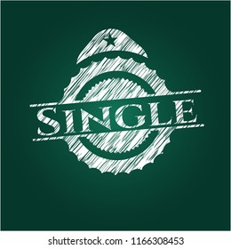 Single chalk emblem written on a blackboard
