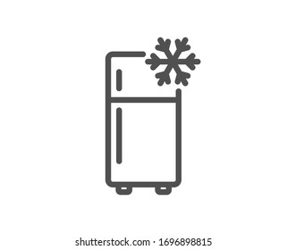 Single chamber refrigerator line icon. Fridge sign. Freezer storage symbol. Quality design element. Editable stroke. Linear style refrigerator icon. Vector