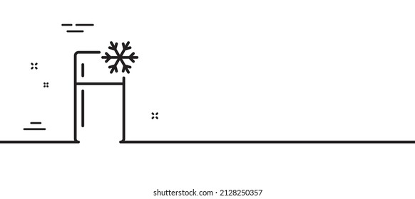 Single chamber refrigerator line icon. Fridge sign. Freezer storage symbol. Minimal line illustration background. Refrigerator line icon pattern banner. White web template concept. Vector svg