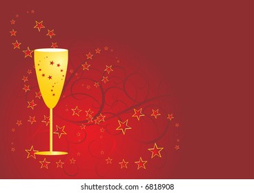 Single champagne glass christmas celebration