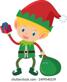 Single character of christmas elf on white background illustration