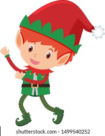 Single character of christmas elf on white background illustration