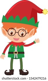 Single character of christmas elf on white background illustration