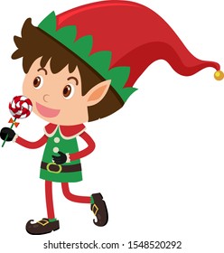 Single character of christmas elf on white background illustration