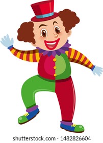 Single character of circus clown on white background illustration