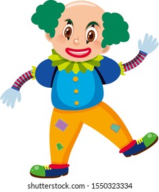 Single character of clown on white background illustration