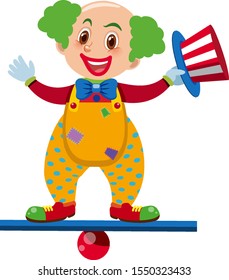 Single character of clown on white background illustration