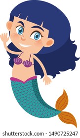 Single character of cute mermaid on white background illustration