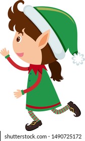 Single character of elf on white background illustration