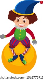 Single character of funny clown on white background illustration