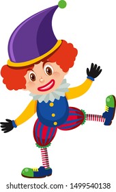 Single character of happy clown on white background illustration