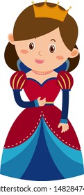 Single character of happy queen on white background illustration