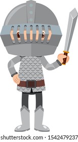 Single character of knight on white background illustration