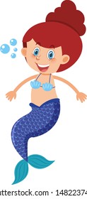 Single character of mermaid on white background illustration