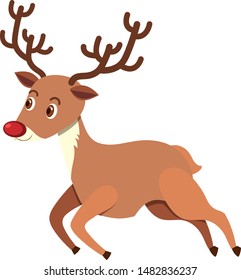 Single character of reindeer on white background illustration