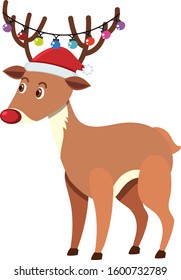 Single character of reindeer on white background illustration