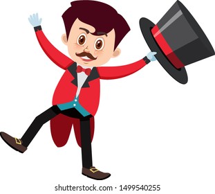 Single character of ring master on white background illustration