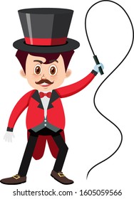 Single character of ring master on white background illustration