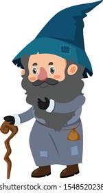 Single character of wizard on white background illustration