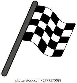 A single checkered flag signaling the finish line for racing cars or sports competition victory
