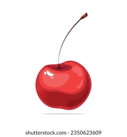 Single cherry, isolated vector illustration.