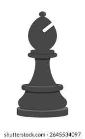 A single chess bishop piece standing tall in a minimalist illustration art style, isolated