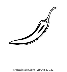 Single Chili Pepper A Bold Black And White Illustration