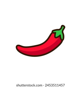Single chilli icon with colorful design. Simple chilli vector illustration