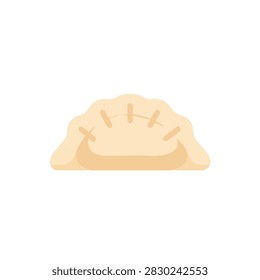 Single Chinese Jiaozi Dumpling Vector Illustration Isolated on White Background for Asian Food Menu