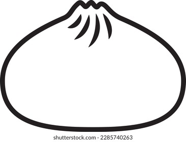 A single Chinese steamed pork bun, known as Baozi. flat vector illustration.