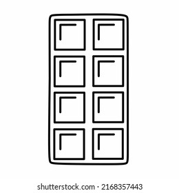 Single chocolate bar line icon in linear style isolated on white background. Pictogram symbol and illustration for logo. Thin black line vector.