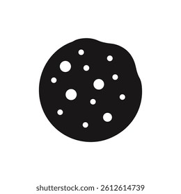 Single Chocolate Chip Cookie Icon In Black Line Art