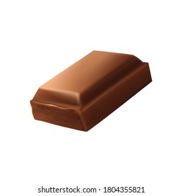 Single Chocolate square piece. white background illustration.