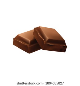 Single Chocolate square piece. white background illustration.