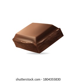 Single Chocolate square piece. white background illustration.