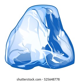 Single chunk of ice isolated on a white background. Vector illustration.