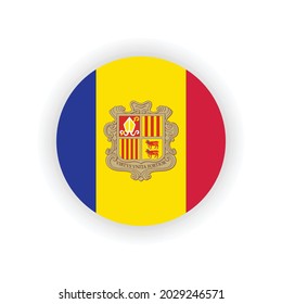 Single Circle Flag Of Andorra Isolated On White Background Vector Eps 10