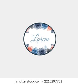 single circle icon with blue flower for social media