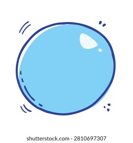 A single circular soap bubble with light blue fill and dark blue outline in a cute hand drawn doodle style